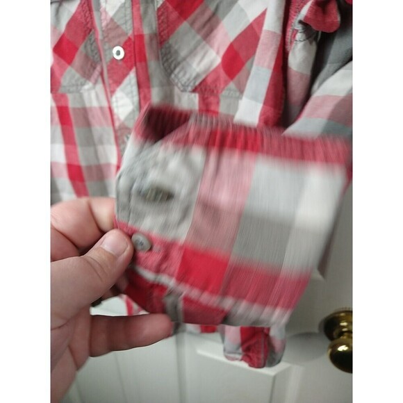 Eighty Eight Men's Red Grey Check Long Sleeve Shirt. Size S - Picture 6 of 10